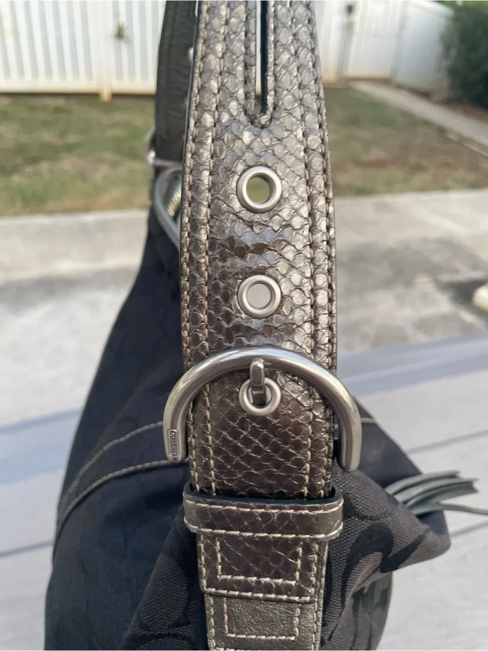 Coach Y2K Medium Python Black Signature Jacquard Hobo Bag